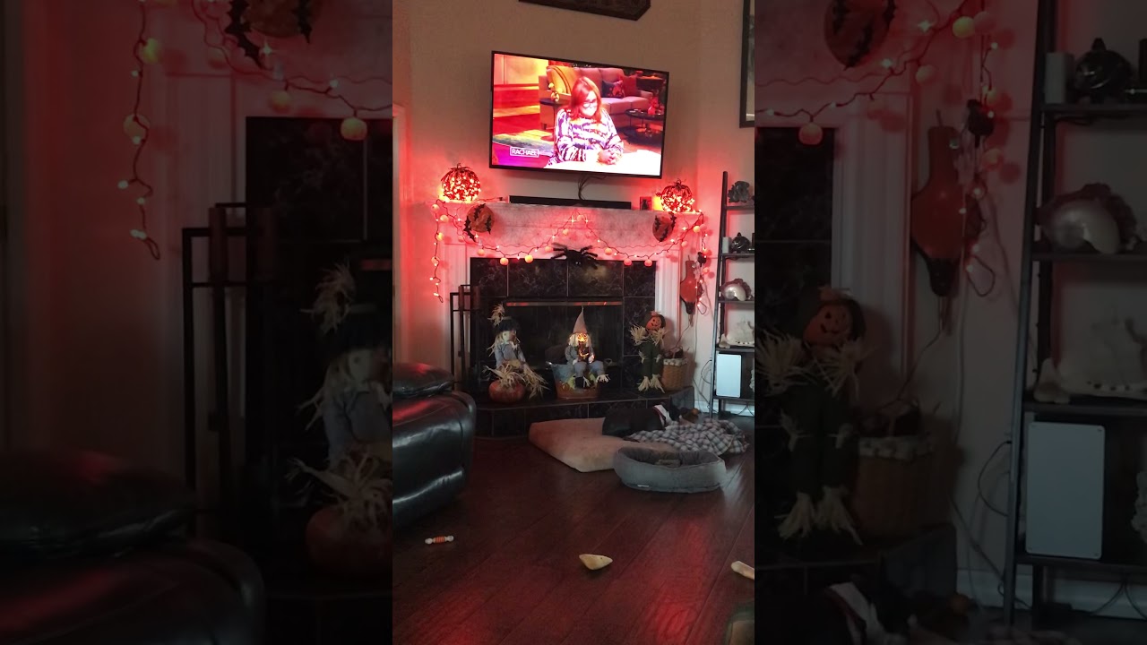 2021 Ed, Debbie, Peggy inside Halloween decorations