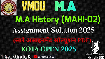 VMOU M.A History (MAHI-02) Assignment Solution 2025 Kota Open History Assignment Solution 2025-26