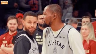 WATCH STEPH CURRY HAVING SOME WORDS WITH KEVIN DURANT & BOOKER IN THE ALL STAR PRACTICE