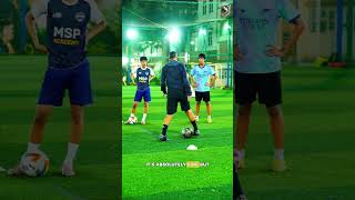 Come in at a small angle, then use the outside foot chop and accelerate.