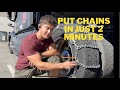 How to put chains on semi truck tire in just 2 Minutes