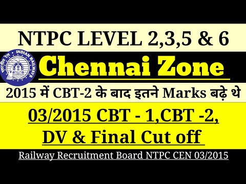 RRB NTPC Chennai Cut off,NTPC level 2,3,5 & 6 Cut off, NTPC Final Cut off 2022, NTPC Level 3 Result