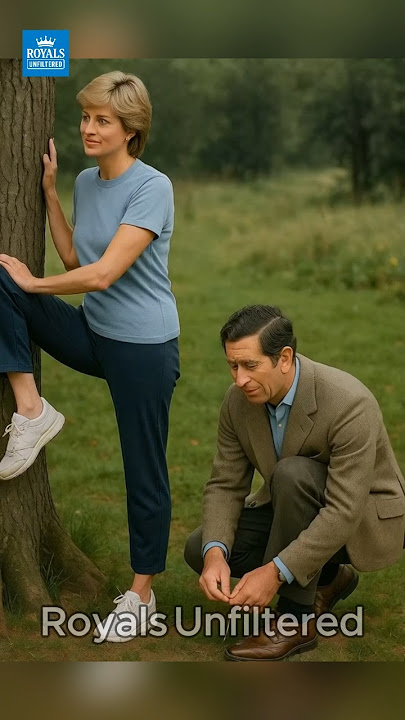 Charles Adjusting His Shoelace | Diana Stretching Against a Tree #shorts #diana #love