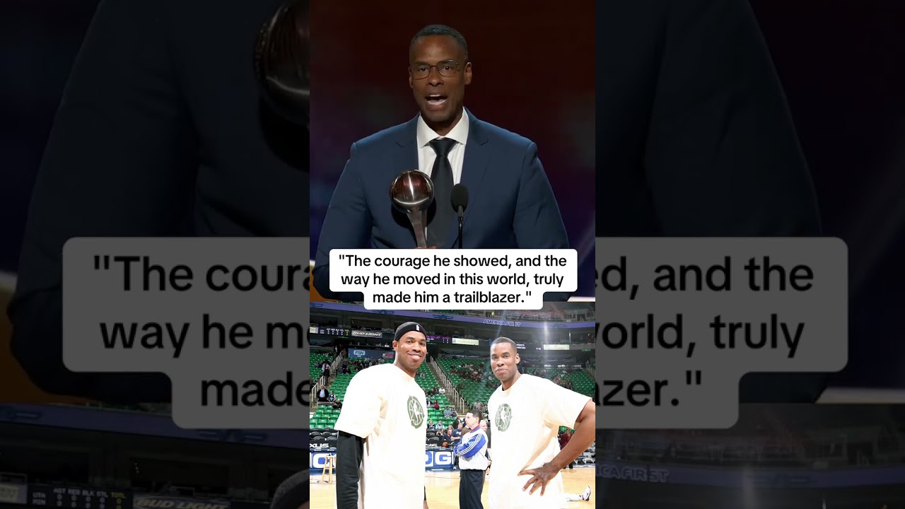 Jarron Collins accepts the Arthur Ashe Award for Courage on behalf of his brother Jason Collins.