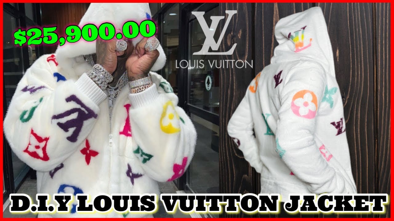 HOW TO MAKE $35,000 JACKET, (GIVEAWAY) /LOUIS VUITTON X SUPREME/ CUSTOM  JACKET/ ARTO/(FULL TUTORIAL) 