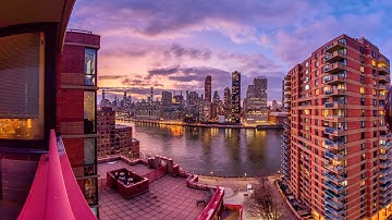 QooCam 3 Ultra VR180 Mod 14K Sample Footage. NYC Cloudy Sunset Holygrail Timelapse