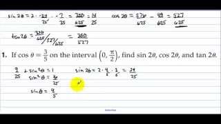 Honors Precalculus Section 5.5 Double Angle Formulas