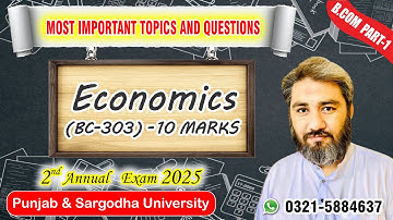 BCOM Part 1 Principles of Economics |Important Questions & Past Paper Analysis |2nd Annual Exam 2025