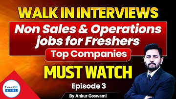 Non-Sales & Operation Jobs for Freshers | Walk-In Hiring 2025 | Career BFSI 247