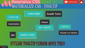 materialize css tooltip || cursor move then display text using materialize css