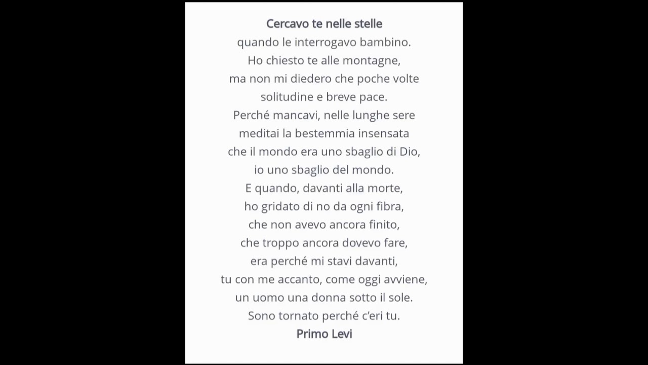 Cercavo te nelle stelle ( Primo Levi) YouTube Cercavo te nelle stelle ( Primo Levi) YouTube