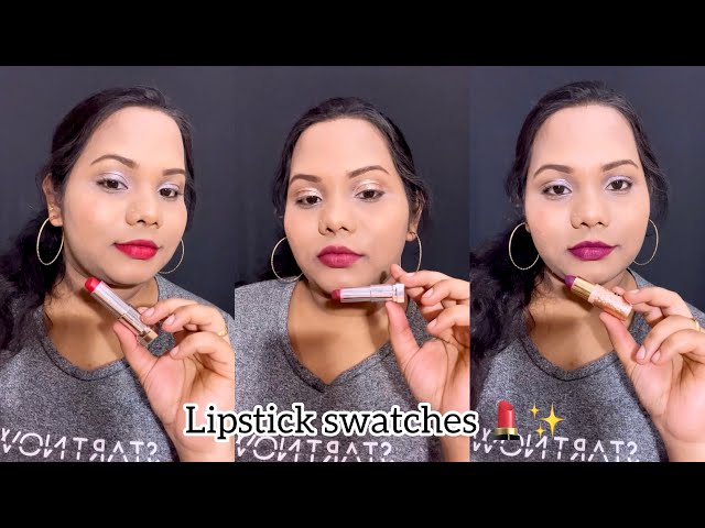 pink lipstick for grey dress swatches 💄✨All shades on dress👗#sangeethaphebe #youtubeshorts #makeup #lipstick which lipstick suits on grey dress