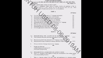 JNTUH Programming for Problem Solving (C programming) Previous Question Papers 2022