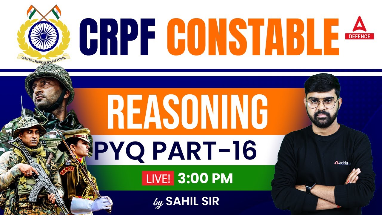 CRPF Constable Tradesman 2023 Reasoning ( Class-16 ) | PYQ ( Part-15 )