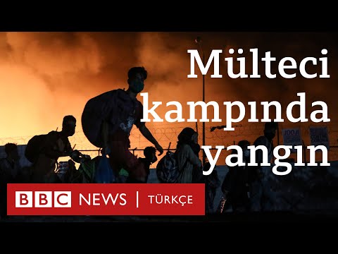 Yunanistan'ın en büyük mülteci kampında yangın: Midilli'deki Moria kampı kül oldu