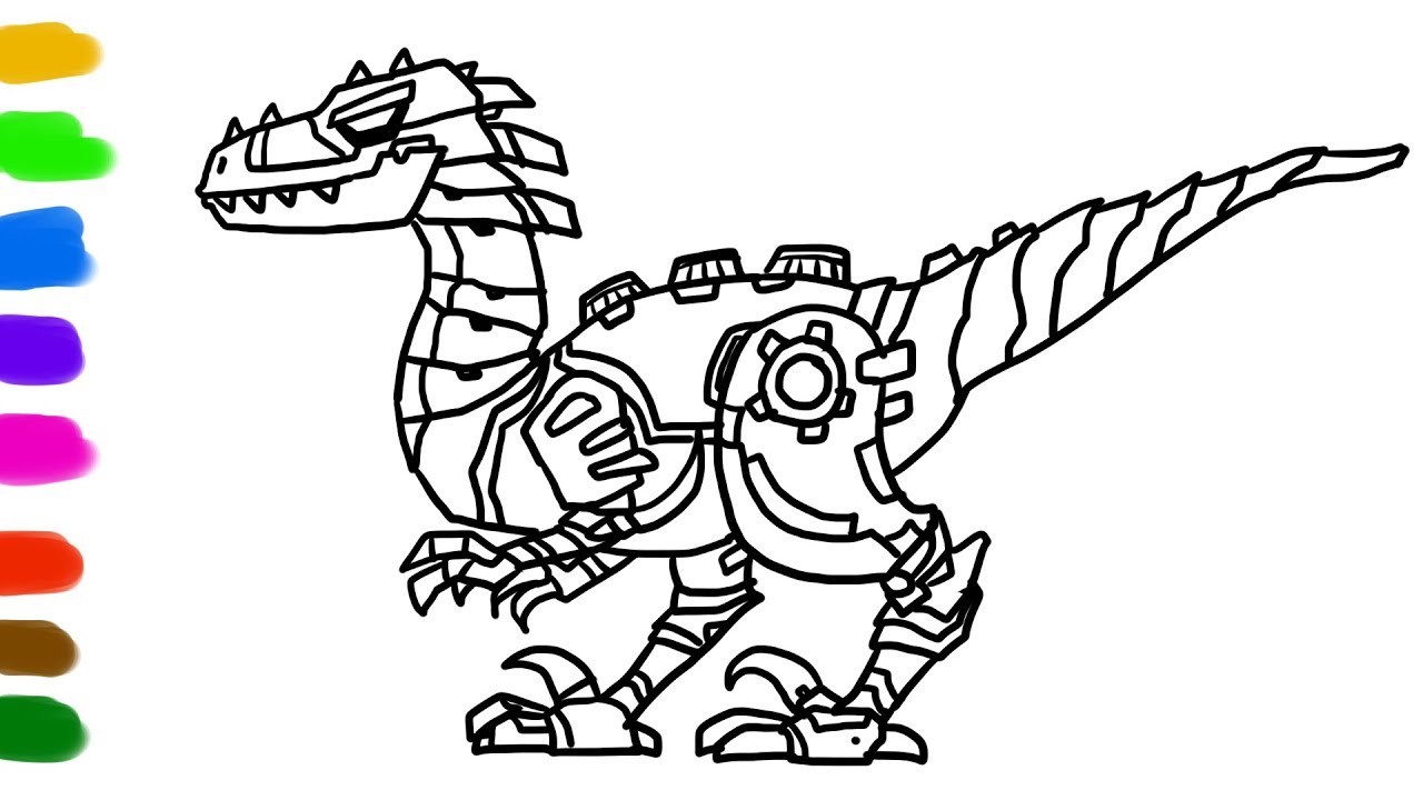 Cute dinosaurs robot coloring and drawing for Kids, Toddlers | PARA