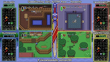 Liminality vs LewdDolphin vs Numberplay vs SuperNinTaylor, Keysanity. ALTTP Randomizer Daily Race