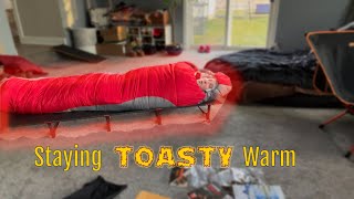 BEST & CHEAPEST WARMEST Ultralight Sleeping Bag, COT, Chair for BACKPACKING in the Winter Camping