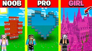 Minecraft Battle: SECRET TNT TUNNEL BASE HOUSE BUILD CHALLENGE - NOOB vs PRO vs GIRL / Animation
