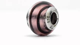 Reflection Beads Sterling Silver Pinkblack Italian Murano Bead Qrs1504