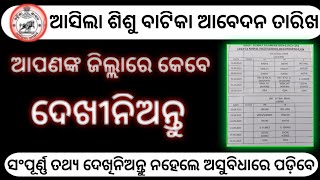 ଆସିଗଲା ପ୍ରତ୍ୟେକ ଜିଲ୍ଲା ପାଇଁ ଶିଶୁ ବାଟିକା ଆବେଦନ ତାରିଖ।District wise apply date।odisha govt job ।