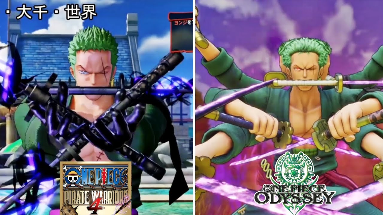 「One Piece Pirate Warriors 4 vs One Piece Odyssey Zoro YouTube