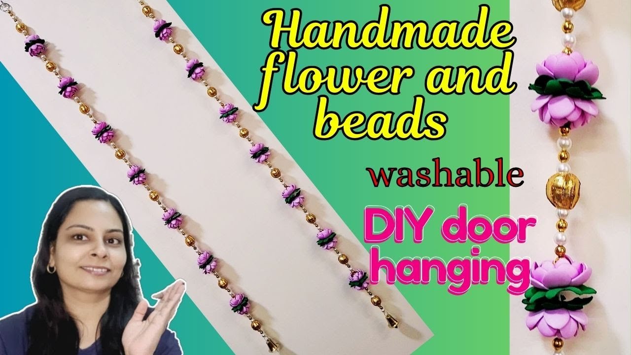 Lotus flower making | Beads making | How to make toran entrance door hanging | Home decoration DIY