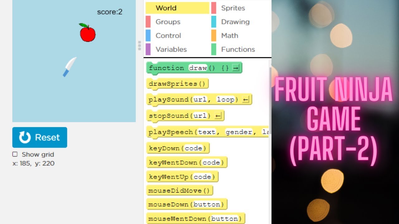 how to create Fruit Ninja game in game lab in code.org (part-2). - YouTube