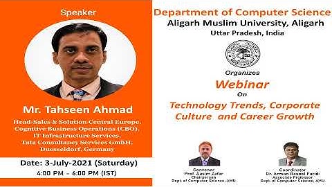 Webinar On Technology Trends, Corporate Culture & Career Growth | Dept. of Computer Science, AMU