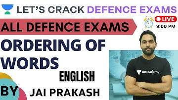 Ordering of Words for Beginner (Part-1)| Target CDS/CAPF/NDA/AFCAT 2020-2021 | Jai Prakash