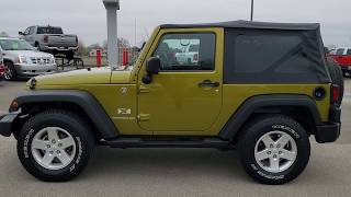 2008 JEEP WRANGLER X TWO DOOR RESCUE GREEN WALK AROUND REVIEW SOLD! 8T63B WISCONSIN