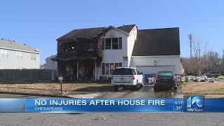 Family of six evacuated just in time before fire engulfs Chesapeake home
