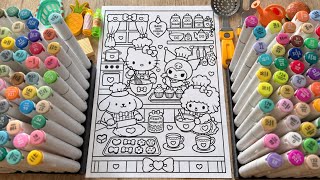 Satisfying Coloring with Markers🧁🥮Sanrio Cooking Day Coloring Page