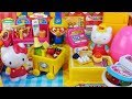 Hello Kitty house and surprise eggs mart shop register and Baby doll bath toys play