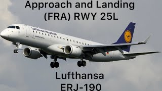 Lufthansa ERJ-190 Approach and Landing at Frankfurt Airport (FRA) on RWY 25L