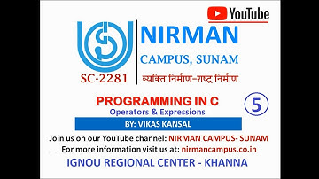 5. Programming in C - Operators, Operands and Expressions