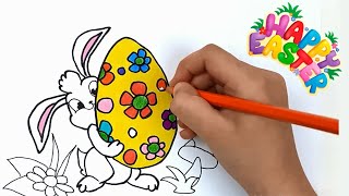 طريقه رسم وتلوين أرنب وبيض شم النسيم-عالم التلوين-How to draw a rabbit and eggs Easter- Ostern-イースター