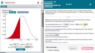 MAT 152 8.1.19-T Use StatCrunch to describe the distribution of the sample mean: normal population