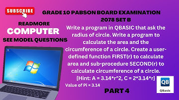 PABSON BOARD EXAMINATION 2078 SET B l SEE GRADE 10 COMPUTER SCIENCE MODEL QUESTION l COMPUTER