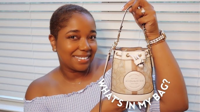 NWT Coach Mini Dempsey Bucket Bag In Signature Jacquard With Stripe And  Coach