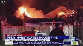 Crews battle house fire in Portland's Cully neighborhood