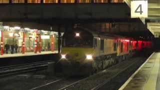 Class 60/66 action, 0X44,0X42 Carlisle Yard - Warrington Arpley convoys, 26th January 2014