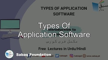 Types of Application Software, Computer Science Lecture | Sabaq.pk