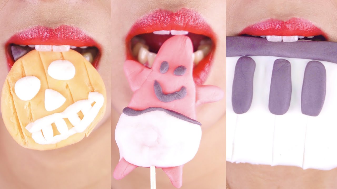ASMR SUGARCRAFT EMOJI FOOD 이모티콘 슈가폰던트 먹방 FONDANT Eating sound Mukbang