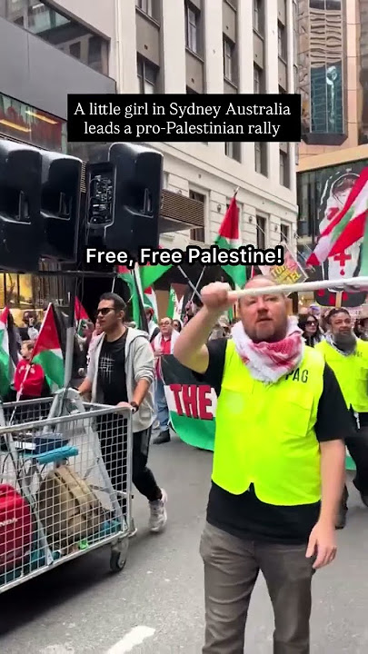 A little girl in Sydney Australia leads Pro — Palestinian Rally. #gaza #freepalestine #palestine