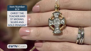 EC9_CHRIST THE TEACHER AND ST. MICHAEL SILVER AND GOLD PENDANT