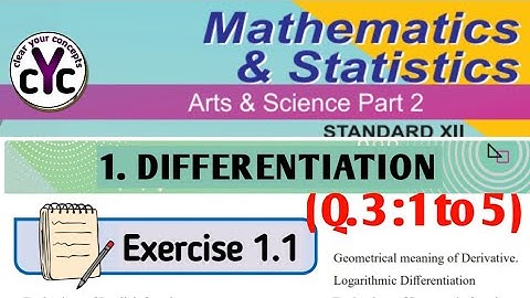 Exercise 1.1 (Q.3: 1 to 5) | chapter 1 | Differentiation | class 12 | maths part 2 | MH board