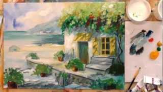 Как рисовать акрилом? Домик у моря. Как рисовать акрилом? Домик у моря.