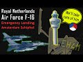 Netherlands air force f16 suffers a bird strike at amsterdam during training flight