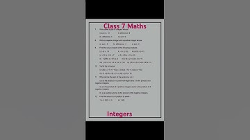 #shorts | Class 7 Maths | Integers | Practice Papers | Class 7 Maths Integers Practice Papers